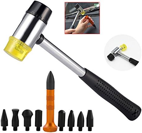 Dent Hammer with Aluminum Tap Down With Assorted Tips PDR Car Body Dent Puller Paintless Hail Removal Repair Tool (10pcs)