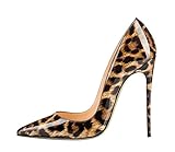 Guoar Women's Stiletto Heel Sandals Big Size Shoes Pointed Toe Leopard Pumps for Wedding Party Dress