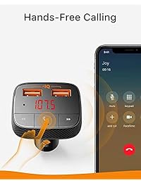 Roav SmartCharge F0, por Anker, transmisor Bluetooth FM, receptor, cargador de automóvil MP3 con Bluetooth 4.2, 2 puertos USB, PowerIQ y salida AUX (no aplicación dedicada)