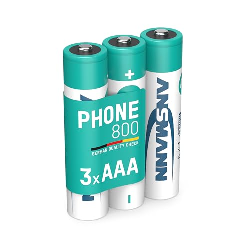 ANSMANN Piles AAA 800 mAh NiMH 1,2 V rechargeables (lot de 3) – Piles rechargeables pour téléphone fixe sans fil, babyphone, talkie-walkie, etc. – Accumulateurs AAA à faible autodécharge