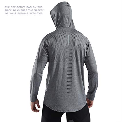 Gerlobal Mens Gym Workout Active Muscle Bodybuilding Long Sleeve Hoodies Casual Hooded Sweatshirts Light Grey,Large