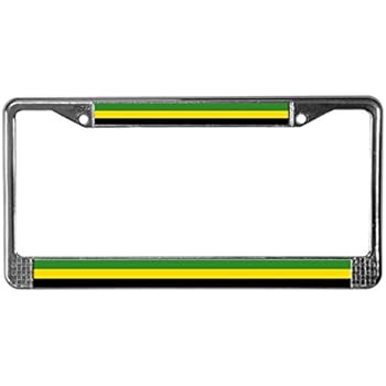 Jamaica Jamaican Flag Metal Black Aluminium Car License Plate Frame Ho 4 Hole Bottom Cutout