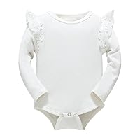 Huata Baby Girls Boys Long Sleeve Onesies Bodysuit Baby Romper (White, 0-6 Months)