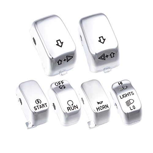 Clipsone 6 Pcs Chrome Switch Caps Covers for Harley Sportster Dyna 1996-2013