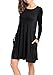 LAINAB Womens Fall Plain Solid Long Sleeve Loose Swing Casual Dress Black L
