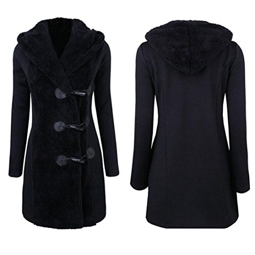BSGSH Women Pea Coat, Women's Classic Single Breasted Winter Warm Overcoat Jacket (Black, S)