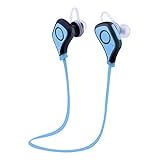 Sunvito Bluetooth 4.0 Stereo Headphones Sweatproof Sports Running Gym Exercise Headsets Earpiece with Microphone & for iPhone 6s / 6 Plus / 5, Galaxy Note 4 S6 and Other Cellphones(Blue-Black)