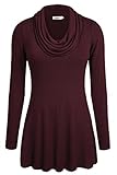 Ninedaily Women Thin Tops Long Sleeve Cowl Neck Tunic Blouse