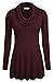 Ninedaily Women Thin Tops Long Sleeve Cowl Neck Tunic Blouse