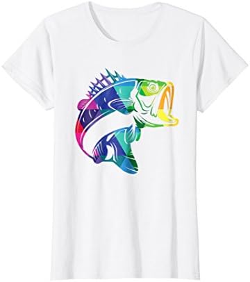 Womens Fishing Tshirt for Bass Fisherman Fishing Gifts for Him Small White