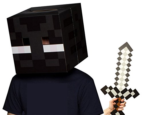 Official Minecraft Enderman Head with Foam Sword Costume Set