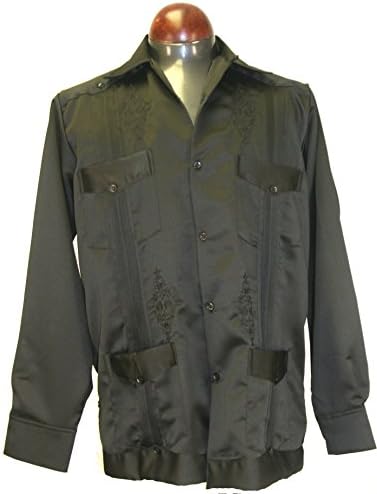 Guayabera Mens Authentic Western Mexican Wedding Shirt Copacabana Yucatan Long Black