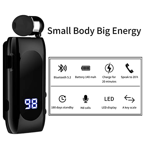 SUNSEATON Retractable Wired Business Bluetooth Headset, Wireless Headset with Microphone, Bluetooth V5.2, Handsfree, Compatible for Universal Smartphone (Black)