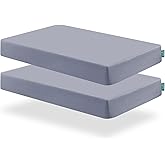 Biloban Mini Crib Sheets Fitted, 2 Pack Mini Crib Sheet Fits for Mini Crib Mattress, Neutral Mini Crib Sheets for Baby Boys a