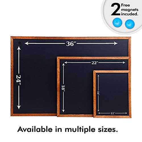 Wood Framed Chalkboard - Large Premium Magnetic 36 x 24 Rustic Chalk Board, Great with Regular or Liquid Chalk Markers, Nonporous Wall Hanging Blackboard Sign