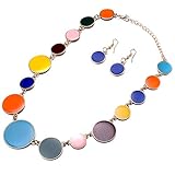 DiLiCa Women Statement Bib Necklace and Earring Set Girl Charm Costume Choker Novelty Enamel Jewelry Set
