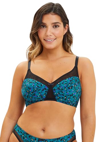 Sans Complexe - Modèle Complice - Soutien-Gorge Classique sans Armatures - Femme - 95E - Imprimé Floral Bleu Emeraude