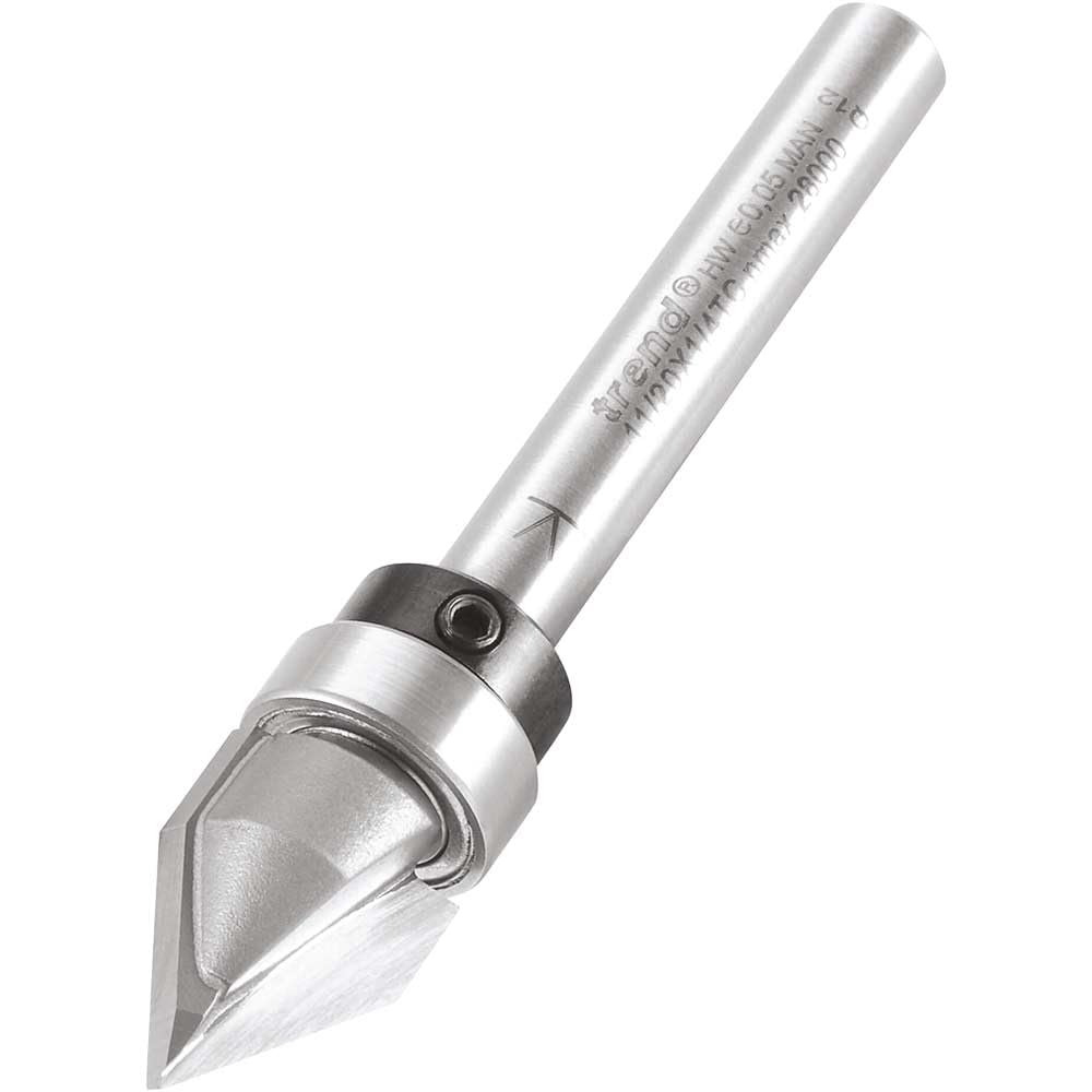 Trend Professional Panel Mould Cutter, 1/4 Inch Shank, 12.7mm Cut Diameter & 16mm Cut Length, Shank Mounted Bearing Chamfer, 11/20X1/4TC