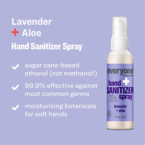 Everyone for Every Body Hand Sanitizer Spray, 2 Ounce, 6 Count Lavender and Aloe 12 Fl Oz