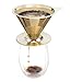 ATHOMEY fswafa Osaka Titanium Coated Pour Over Coffee Dripper with Double Layered, Patent Paperless and Reusable Cone Shaped Filter Himeji-jo, w Stand, Gold