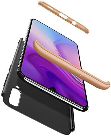 JMGoodstore Case Compatible with Samsung Galaxy A50,360 Full Body Coverage Degree Protection 3 in 1 Combination Anti-Scratch PC Ultra-thin Shockproof Skin cover+Screen Protector (Gold+Black)