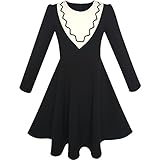 Sunny Fashion Girls Dress Back School Long Sleeve Black Dress Size 6-12