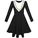 Sunny Fashion Girls Dress Back School Long Sleeve Black Dress Size 6-12