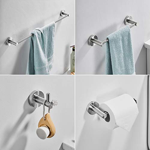 4-Piece Bathroom Hardware Set,Modern Stainless Steel Bathroom Accessories,Wall Mounted Bathroom Fixture Set,Brushed Nickel - Thumbnail 3