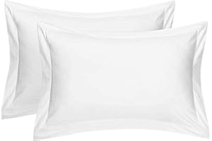 SAFERAY GREEN Queen White Pillow Shams, 600 Thread Count 100% Egyptian Cotton Pack of 2, White Pillow Shams Cushion Cover, Super Soft 20 x 30 Bed Pillows