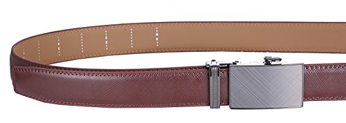 Marino Men's Genuine Leather Ratchet Dress Belt with Automatic Buckle, Enclosed in an Elegant Gift Box - Gunblack Silver - Custom: Up to 44" Waist
