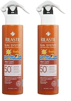 Rilastil Sun System Spray Baby, Vapo, Emulsione Corpo, Texture Leggera, per Pelli Sensibili di Neonati e Bambini SPF 50+ Protezione Molto Alta, Confezione da 400ml