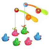 Bath Toys for Toddlers Kids Bathtub Fun Toys Fishing Game with Cute Spotted Fish and Fishing Rod, Christmas Toys Gifts for Boys Girls Children - Color Random