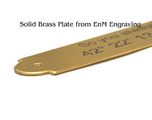 0.75" H x 4" W, Solid Brass Satin Gold Finish Name Plate, Custom Engraved Nameplate Name Tag Personalized Black Text, Decorative Ends with Matching Screws, Made in US