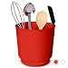 Extra Large Rotating Utensil Holder with Sturdy No-Tip Weighted Base, Removable Divider, And Gripped Insert | Rust Proof and Dishwasher Safe: Red by Cooler Kitchen