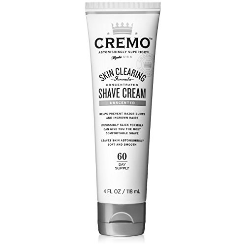 Cremo Unscented Shave Cream With Skin Clearing Formula, Helps Prevent Razor Bumps, Blemishes And Ingrown Hairs, 4 Ounce