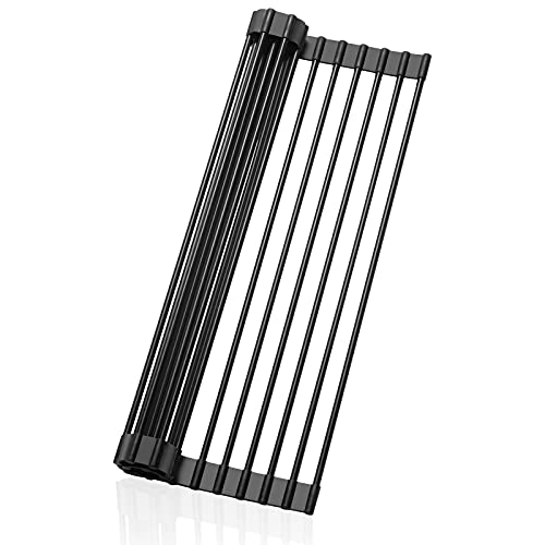 Barhon Foldable Dish Drying Rack 17 x 13 inch, Over The Sink Roll Up ...