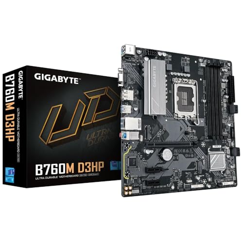 GIGABYTE B760M D3HP Placa Base - Procesadores Intel Core de 14ª Generacion, VRM de 4+1+1 Fases, hasta 5600 MHz DDR5, 2xPCIe 4.0 M.2, LAN GbE, USB 3.2 Gen 1