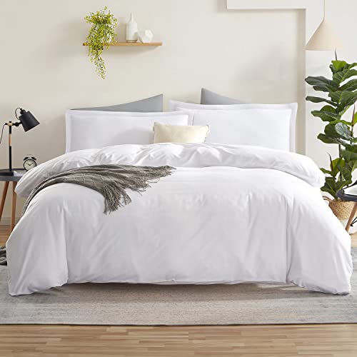 Nestl White Duvet Cover Full Size Soft Full Size Duvet Cover Set, 3