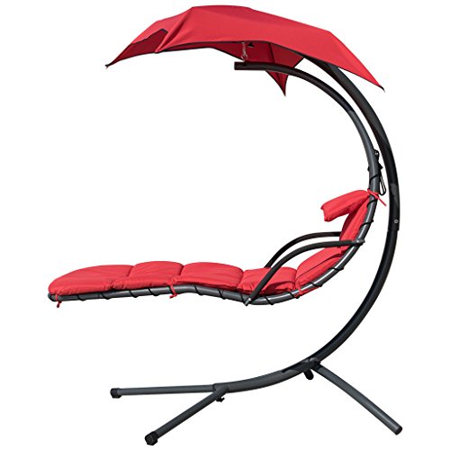 Finether Hanging Chaise Lounge Chair | Detachable Outdoor orIndoor Hammock Chair Swing with Arc ...