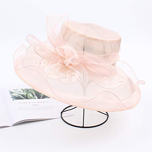 Hongxin Sun Hat for Women,Women's Organza Church Kentucky Derby Fascinator Bridal Tea Party Wedding Hat for Safari Fishing Hiking Beach Golf (Beige)