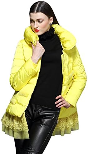 Maxchic Women's Stand Collar Removable Lace Trim Mink Fur Inset Down Coat D13136Y14C