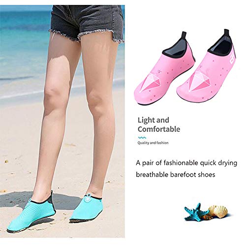 Water Socks Swim Socks for Womens Mens Kids Quick-Dry Aqua Water Shoes Barefoot for Beach Pool Surf Yoga Exercise, Pink, 6.5-7 M US Women/ 5.5-6 M US Men - Thumbnail 6
