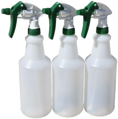 Spray Bottles Plastic Heavy Duty Commercial Sprayers 32oz w/ Filters x3
