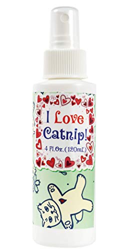 Pet MasterMind I Love Catnip 4oz Liquid Catnip Spray - All Natural New Extra Potent Formula! - Made from 100% Canadian Grown Catnip!
