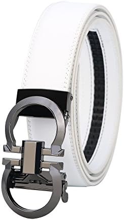 Mens Genuine Leather Rachet Dress Belt Comfort Click on Automatic Gold Or Silver Buckle Belt 35mm