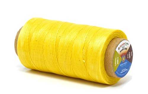 Mandala Crafts 150D 210D 0.8mm 1mm Leather Sewing Stitching Flat Waxed Thread String Cord (150D 0.8mm 250M, Yellow)
