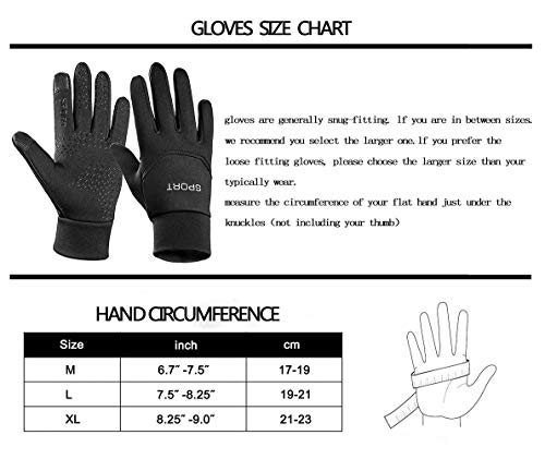 KISCHERS Cell Phone Touch Screen Man Women Gloves, Winter Sports Suitable (Black, M)
