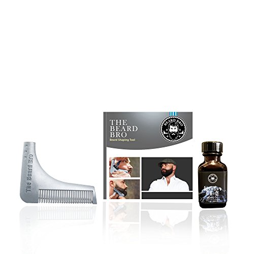 Beard Bro Complete Facial Hair Shaping Tool with Winter Chill Beard Oil (Grey)