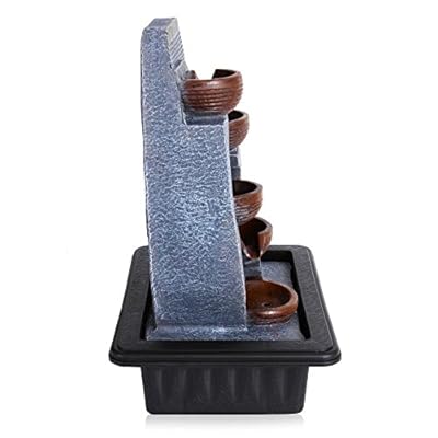 SereneLife 4-Tier Desktop Electric Water Fountain Decor w/LED Indoor Outdoor Portable Tabletop Zen Meditation Waterfall Kit Includes Submersible Pump & 12V Power Adapter-SLTWF87LED