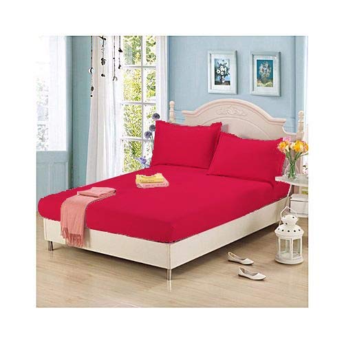 Finest 100% Egyptian Cotton 10"/25 CM Fitted Luxury Percale Quality Sheets (Red, King)